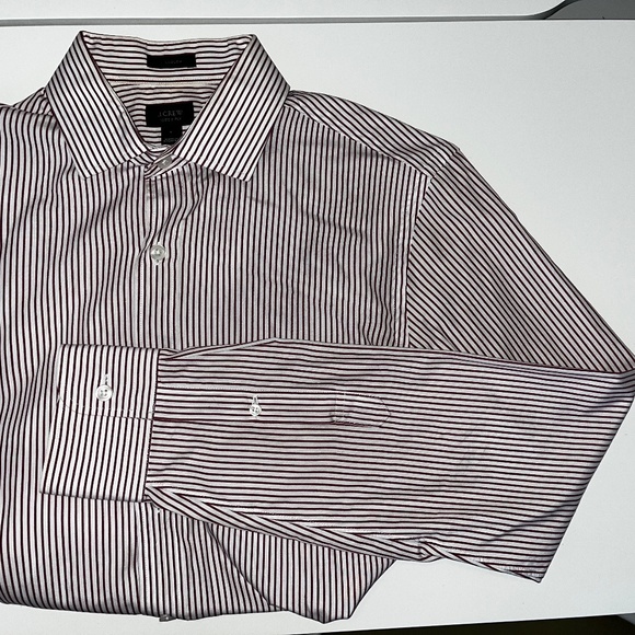 J. Crew Ludlow Dress Shirt Men’s Small White and Maroon Striped - Picture 3 of 3